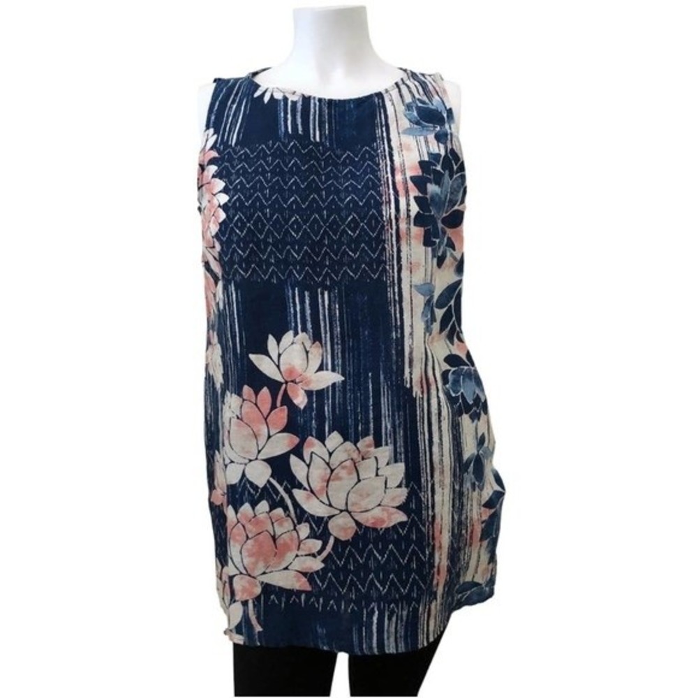 J. Jill Small Linen Pure Jill Sleeveless Swing Top Loose Floral